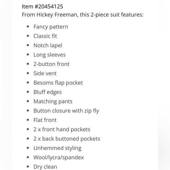 Hickory-Freeman The Golden Needle suit, 100% Wool, pants 36/30 with pleats front - Picture 4 of 15